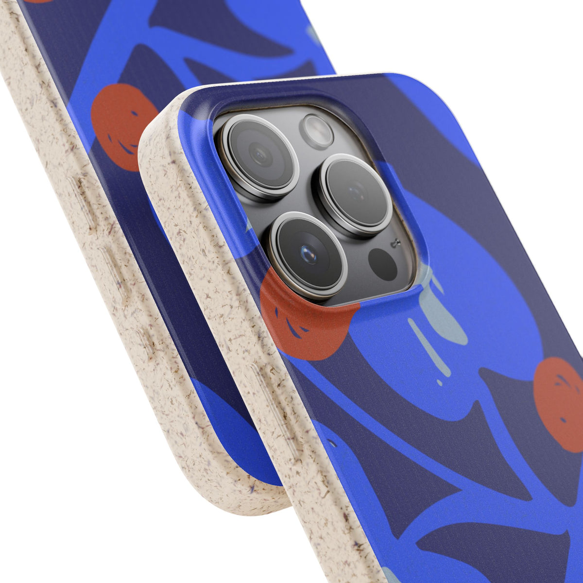 Biodegradable Phone Case — Bold Blue Abstract Floral Berry Design
