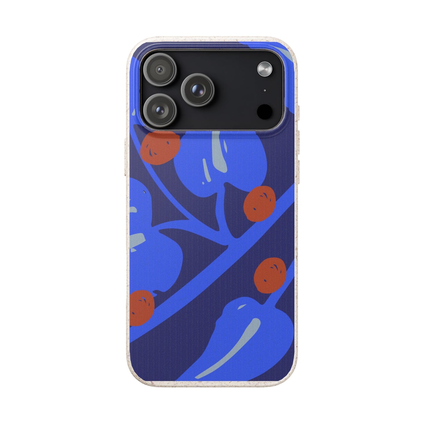 Biodegradable Phone Case — Bold Blue Abstract Floral Berry Design