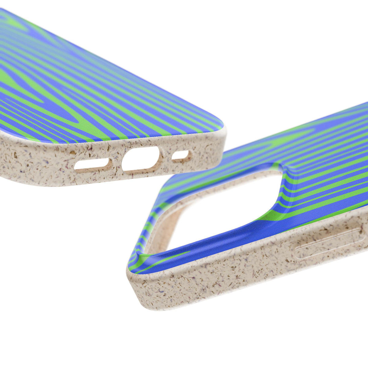 Eco Woodgrain Phone Case — Biodegradable Blue & Green Pattern