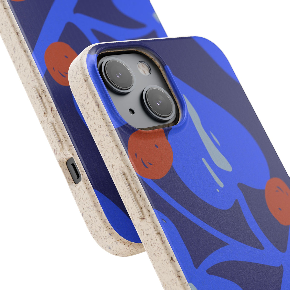 Biodegradable Phone Case — Bold Blue Abstract Floral Berry Design