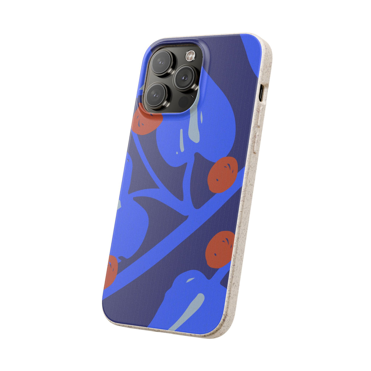 Biodegradable Phone Case — Bold Blue Abstract Floral Berry Design