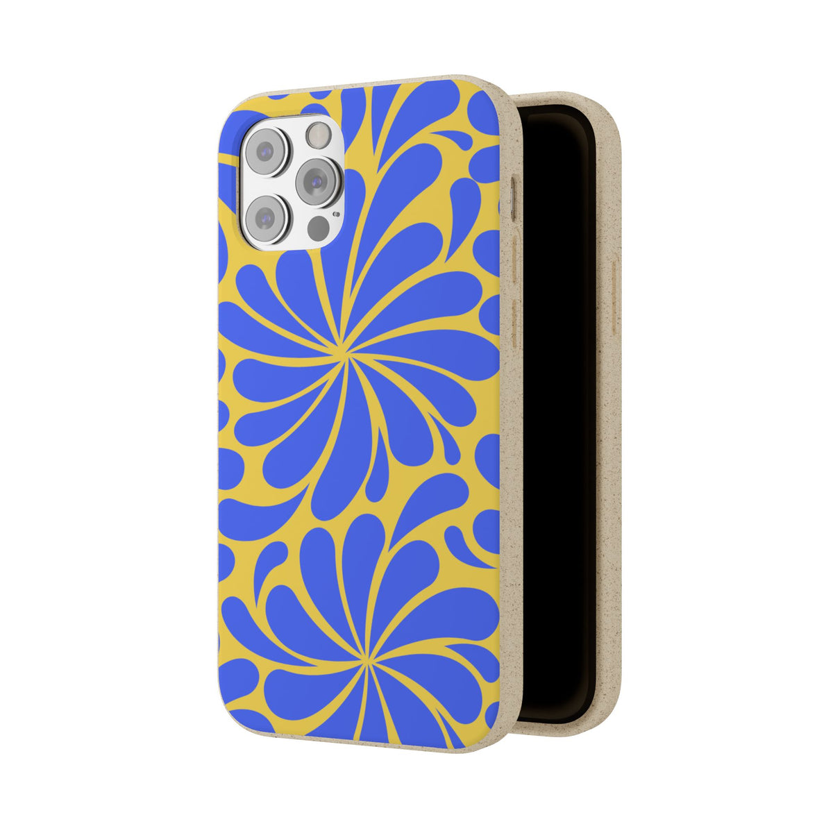 Biodegradable Phone Case — Blue & Yellow Retro Swirl Eco Phone Cover