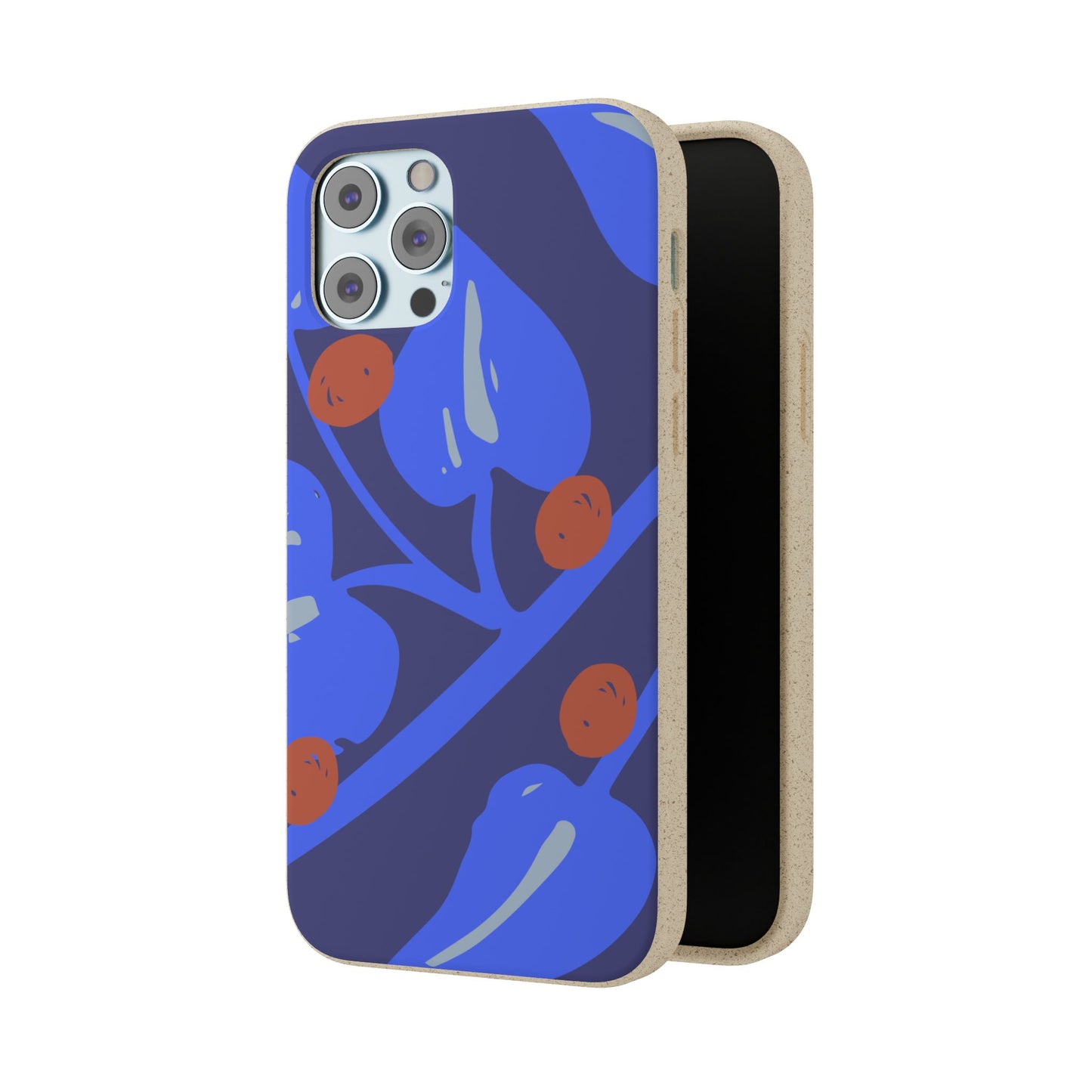Biodegradable Phone Case — Bold Blue Abstract Floral Berry Design