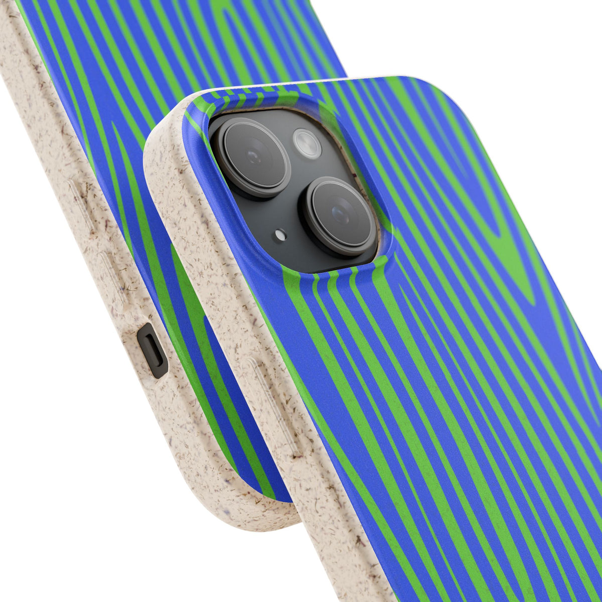 Eco Woodgrain Phone Case — Biodegradable Blue & Green Pattern
