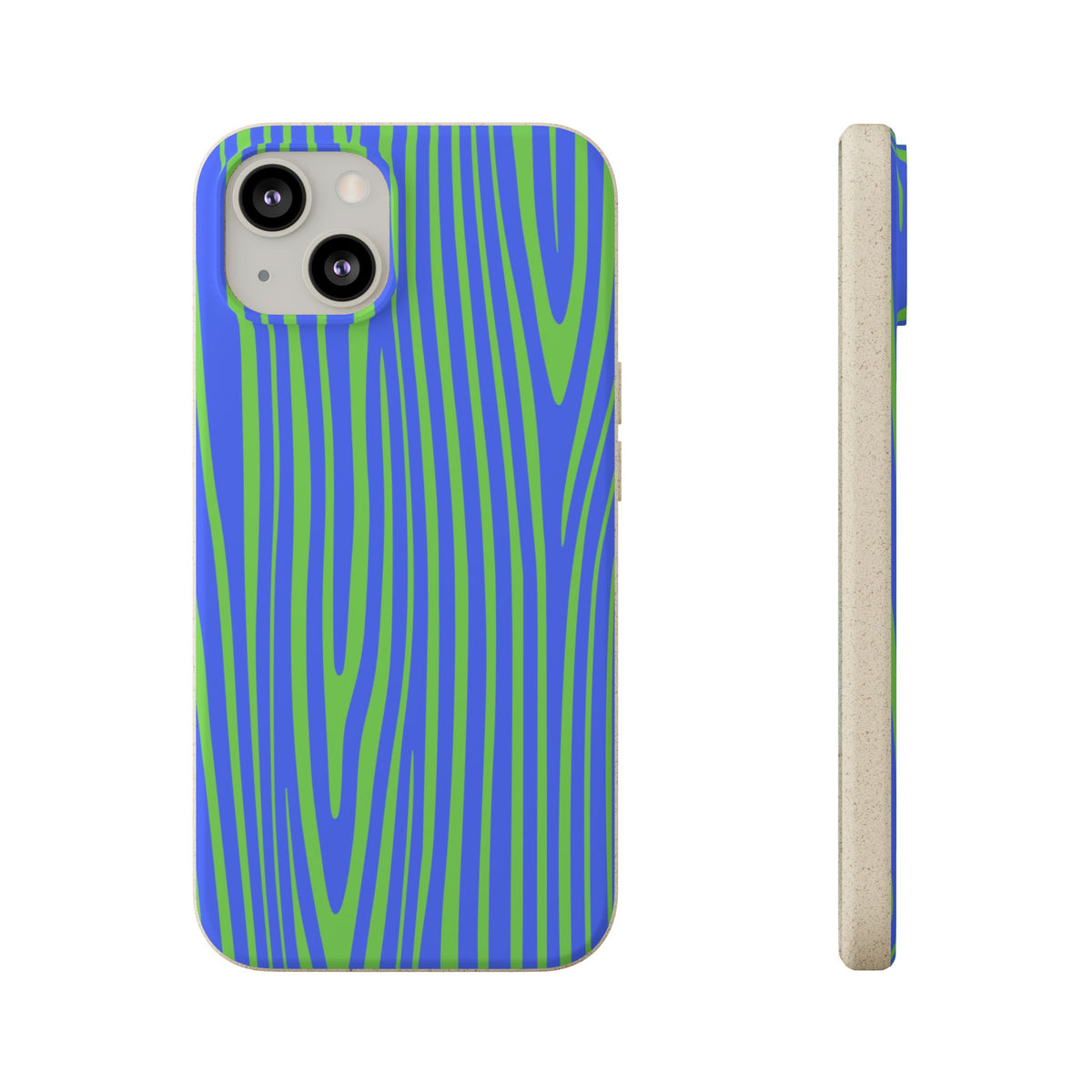 Eco Woodgrain Phone Case — Biodegradable Blue & Green Pattern