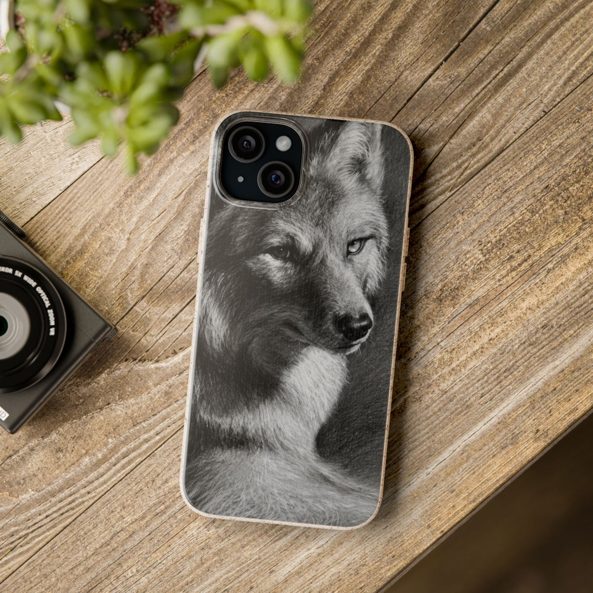 Wolf Portrait Biodegradable Phone Case — Eco-Friendly iPhone Cover