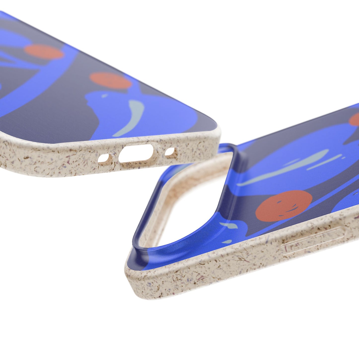 Biodegradable Phone Case — Bold Blue Abstract Floral Berry Design