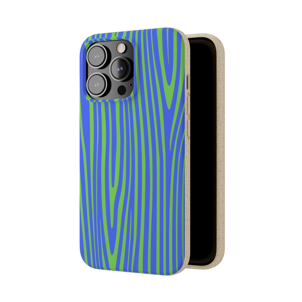 Eco Woodgrain Phone Case — Biodegradable Blue & Green Pattern