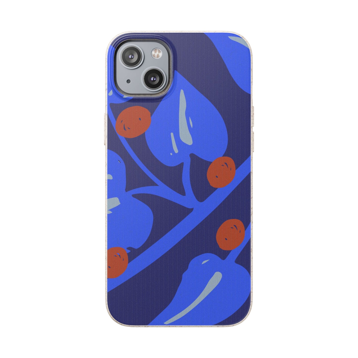 Biodegradable Phone Case — Bold Blue Abstract Floral Berry Design