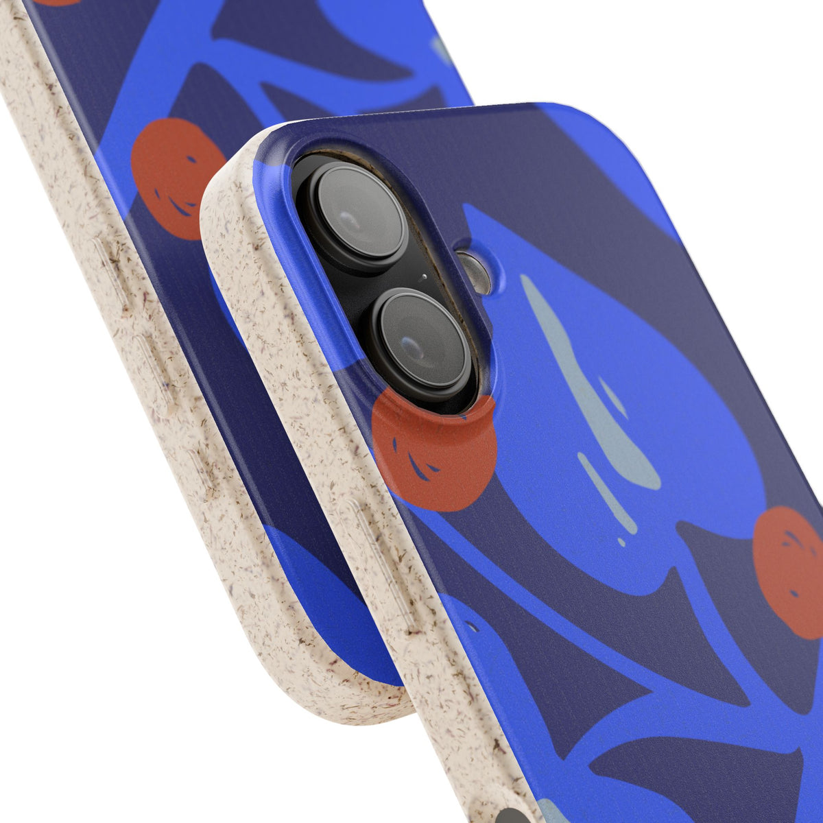 Biodegradable Phone Case — Bold Blue Abstract Floral Berry Design
