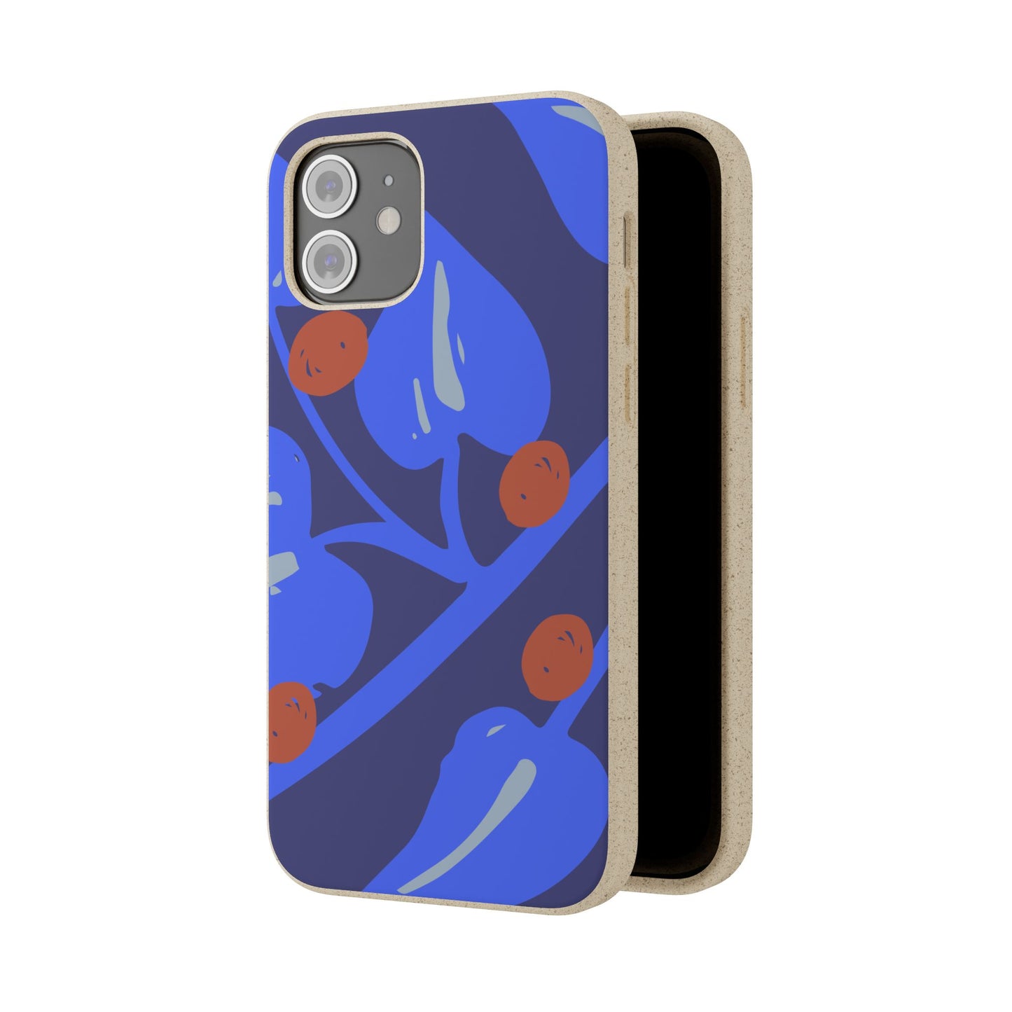 Biodegradable Phone Case — Bold Blue Abstract Floral Berry Design