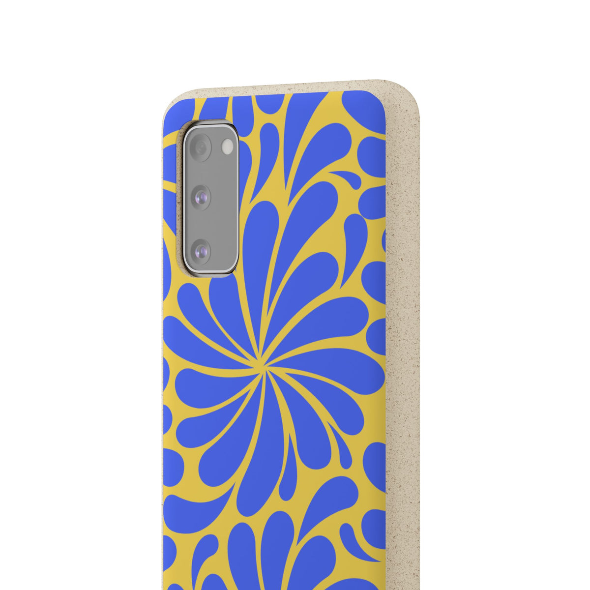 Biodegradable Phone Case — Blue & Yellow Retro Swirl Eco Phone Cover