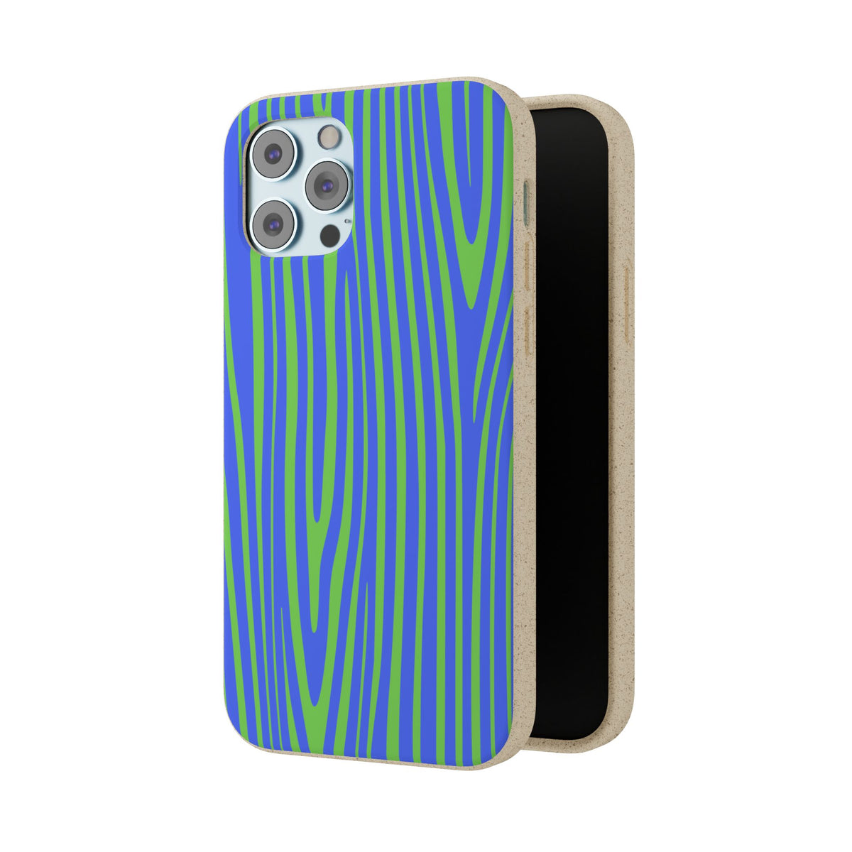 Eco Woodgrain Phone Case — Biodegradable Blue & Green Pattern
