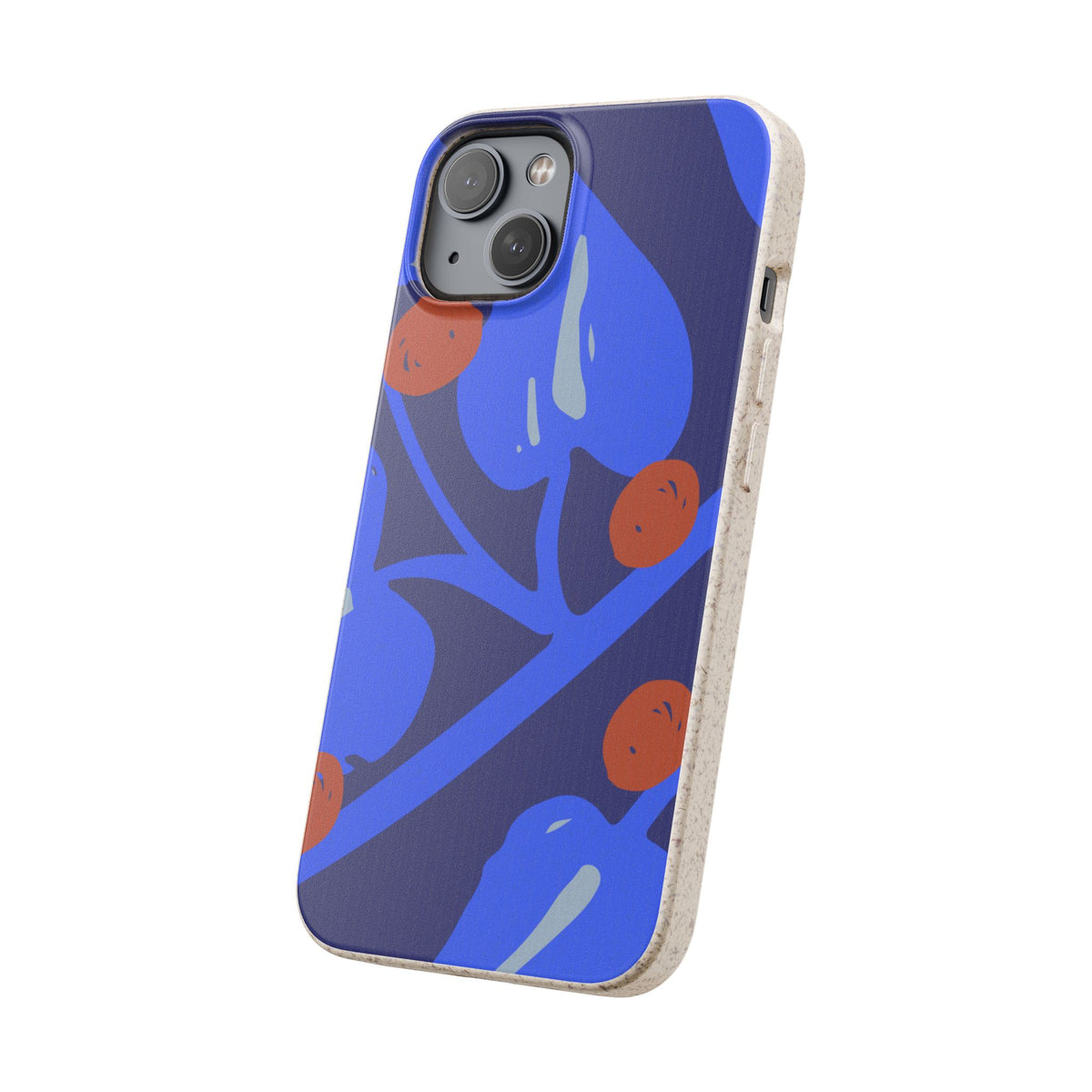 Biodegradable Phone Case — Bold Blue Abstract Floral Berry Design