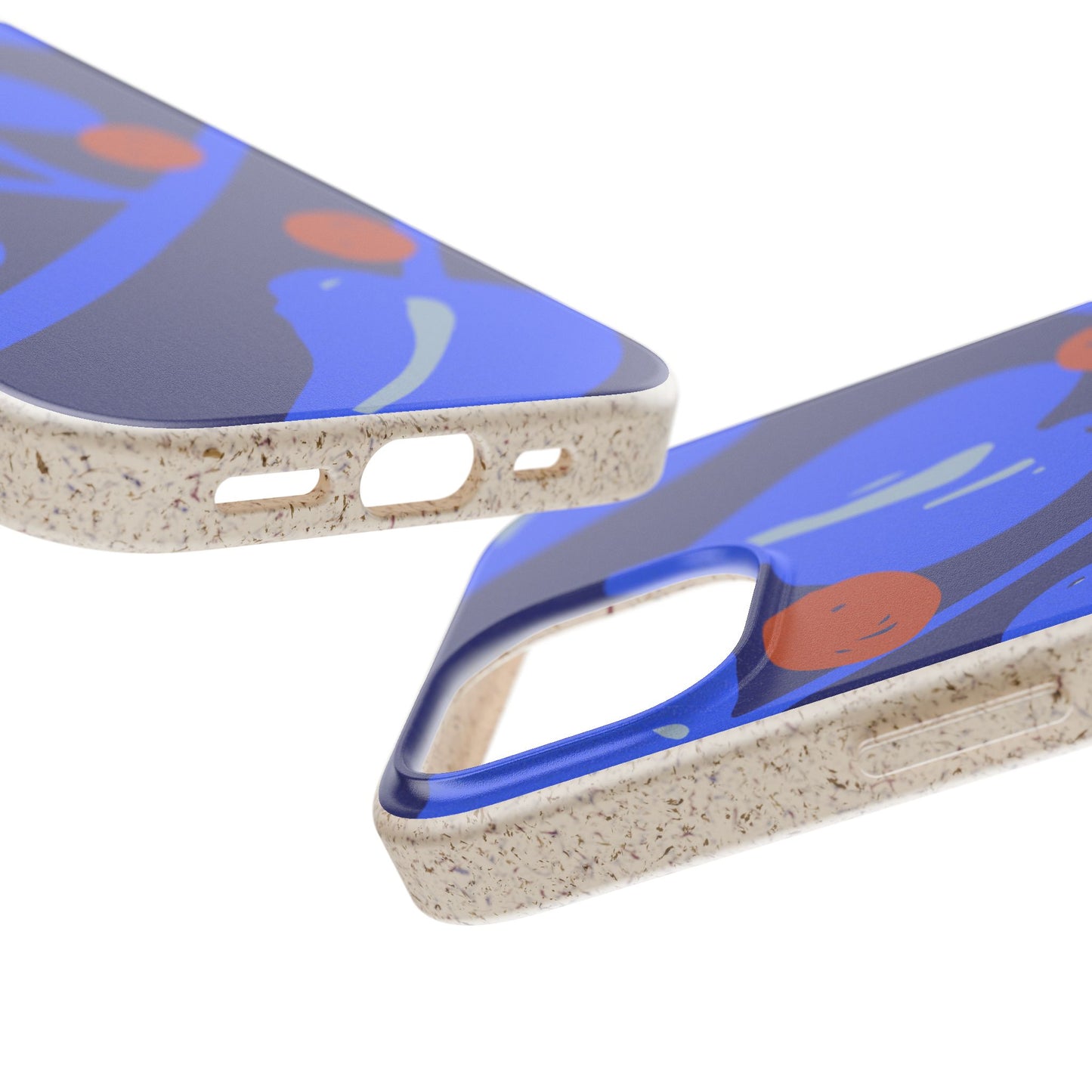 Biodegradable Phone Case — Bold Blue Abstract Floral Berry Design