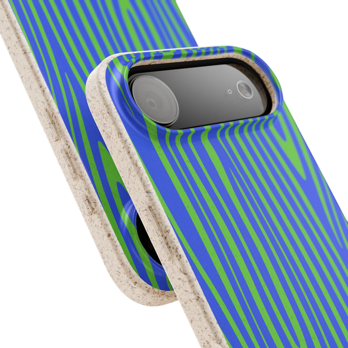 Eco Woodgrain Phone Case — Biodegradable Blue & Green Pattern