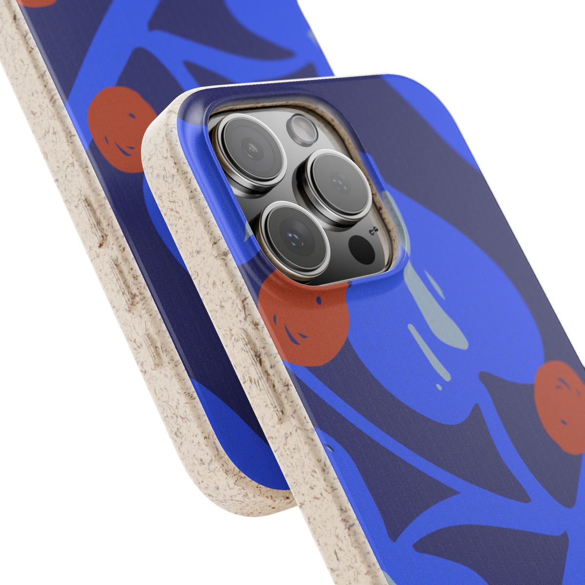 Biodegradable Phone Case — Bold Blue Abstract Floral Berry Design