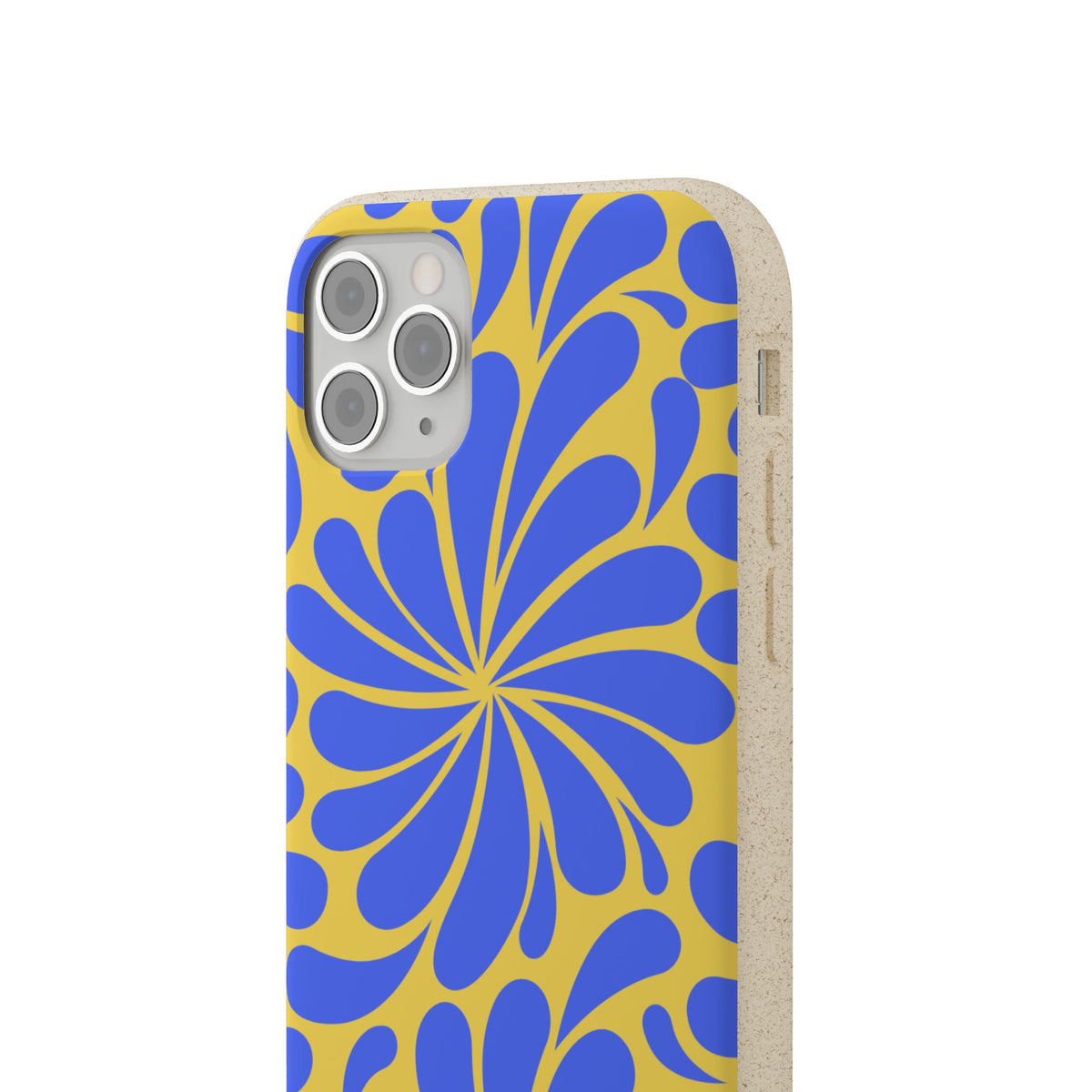 Biodegradable Phone Case — Blue & Yellow Retro Swirl Eco Phone Cover