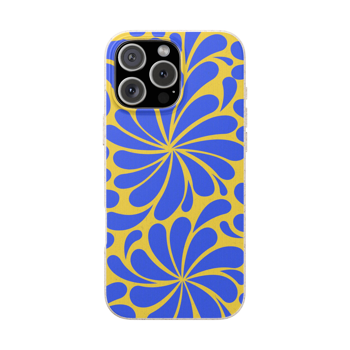 Biodegradable Phone Case — Blue & Yellow Retro Swirl Eco Phone Cover