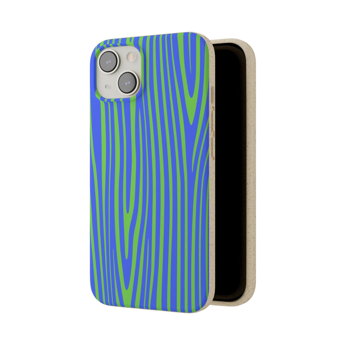 Eco Woodgrain Phone Case — Biodegradable Blue & Green Pattern