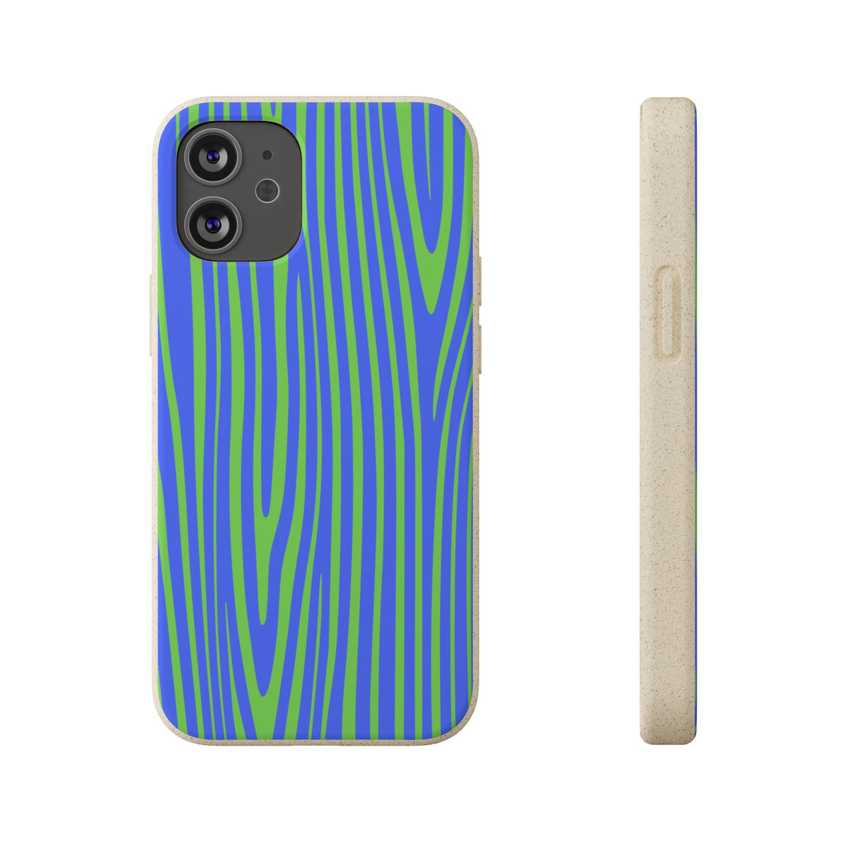 Eco Woodgrain Phone Case — Biodegradable Blue & Green Pattern