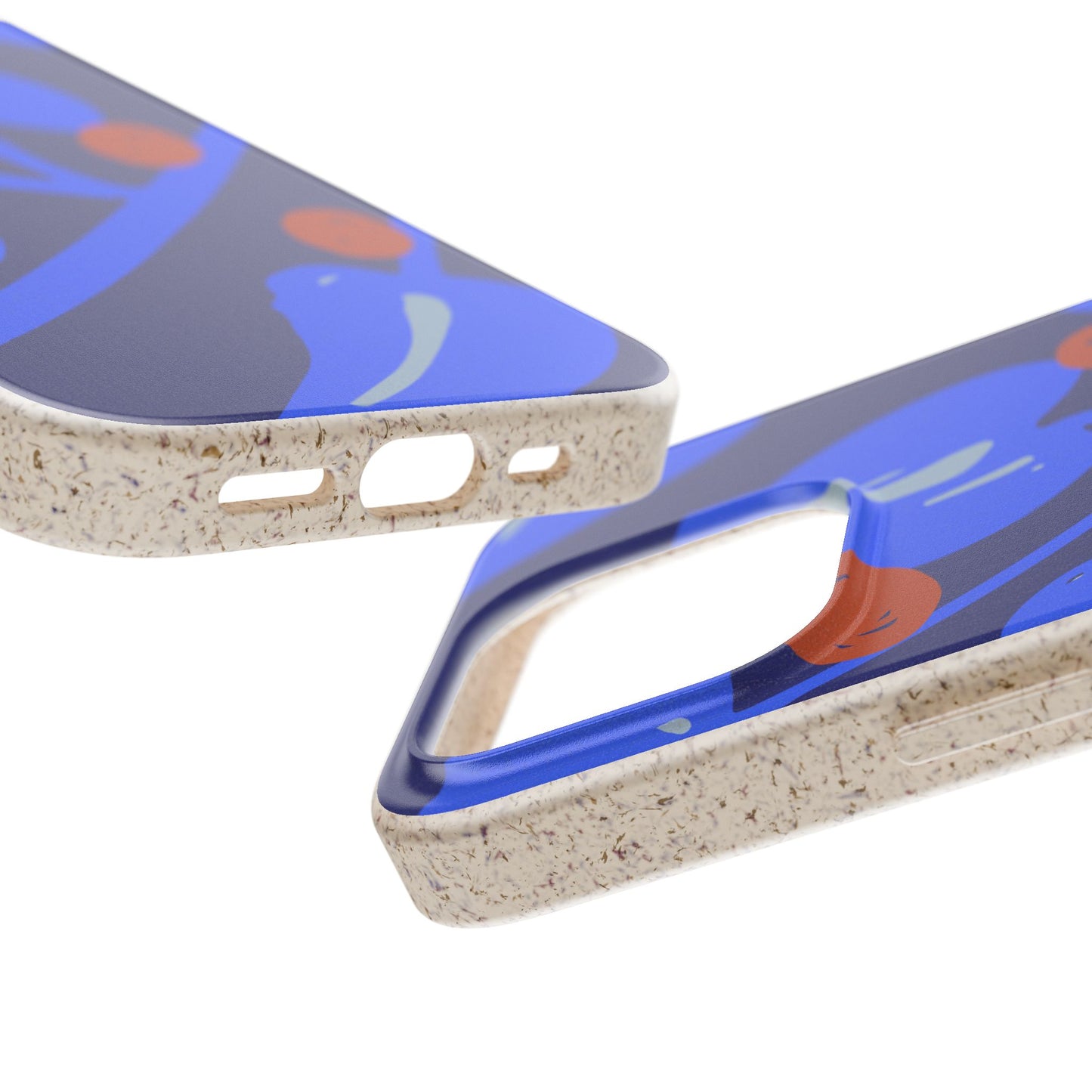 Biodegradable Phone Case — Bold Blue Abstract Floral Berry Design