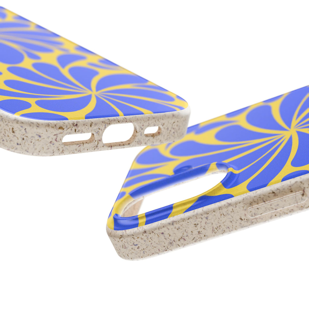 Biodegradable Phone Case — Blue & Yellow Retro Swirl Eco Phone Cover