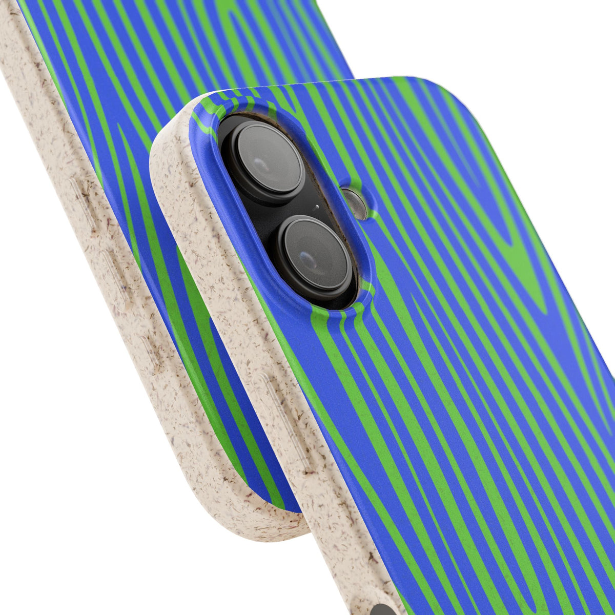Eco Woodgrain Phone Case — Biodegradable Blue & Green Pattern