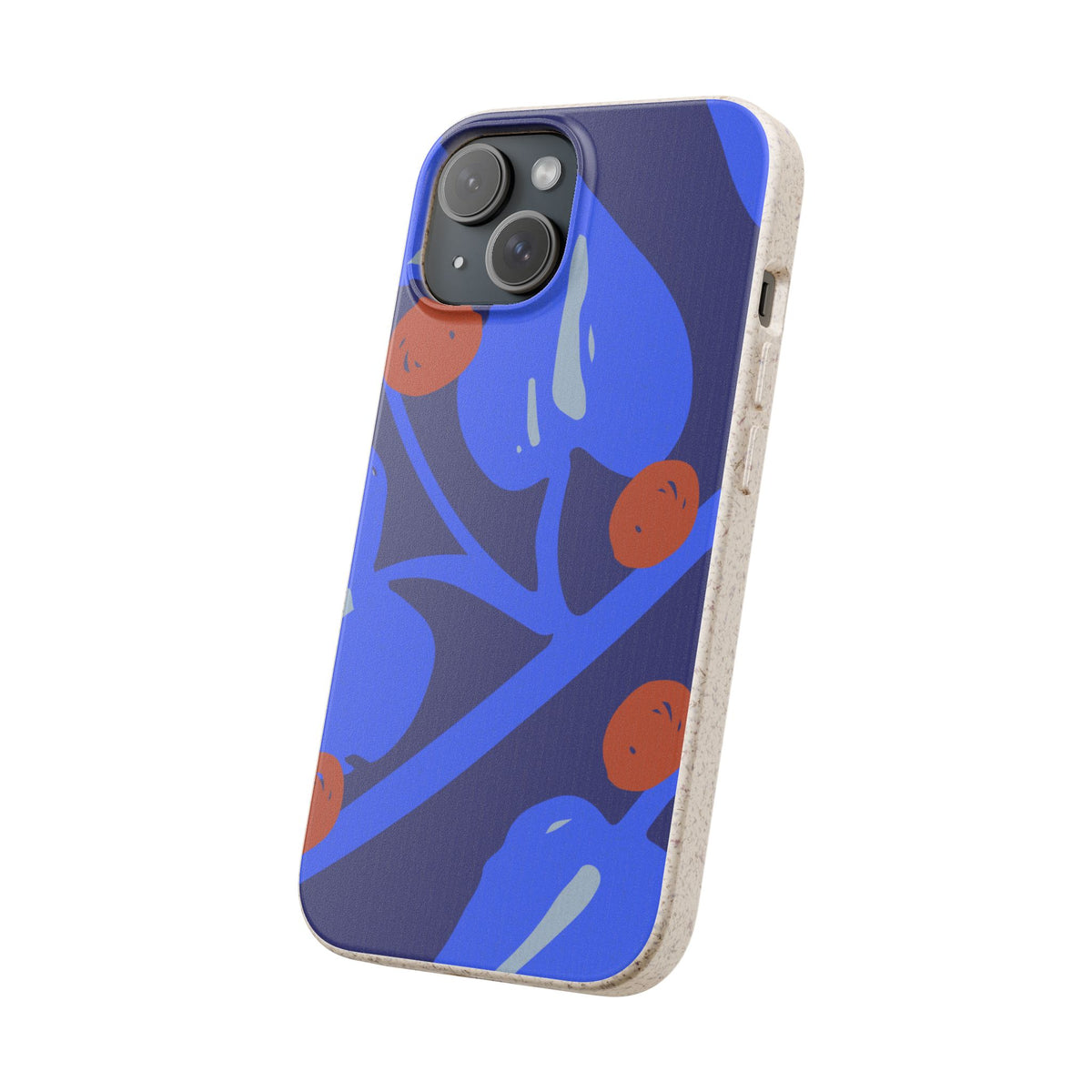 Biodegradable Phone Case — Bold Blue Abstract Floral Berry Design
