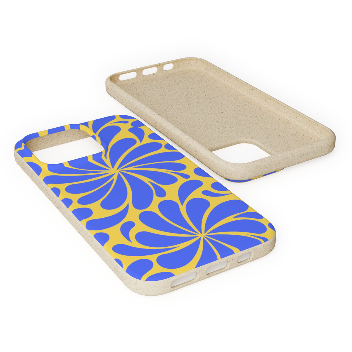 Biodegradable Phone Case — Blue & Yellow Retro Swirl Eco Phone Cover
