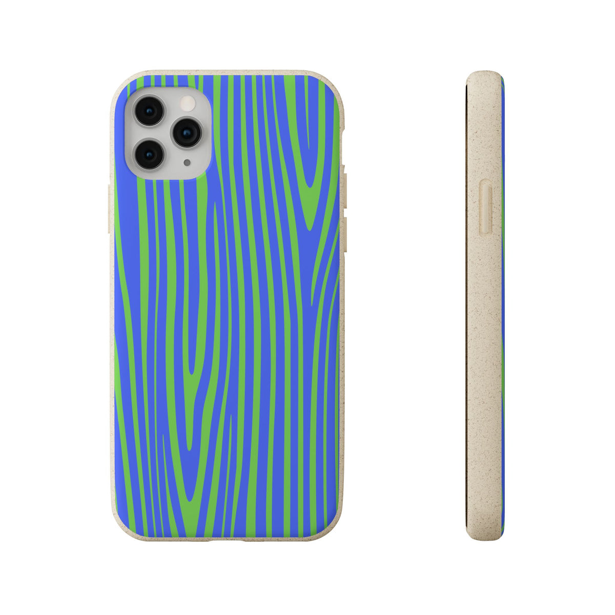 Eco Woodgrain Phone Case — Biodegradable Blue & Green Pattern