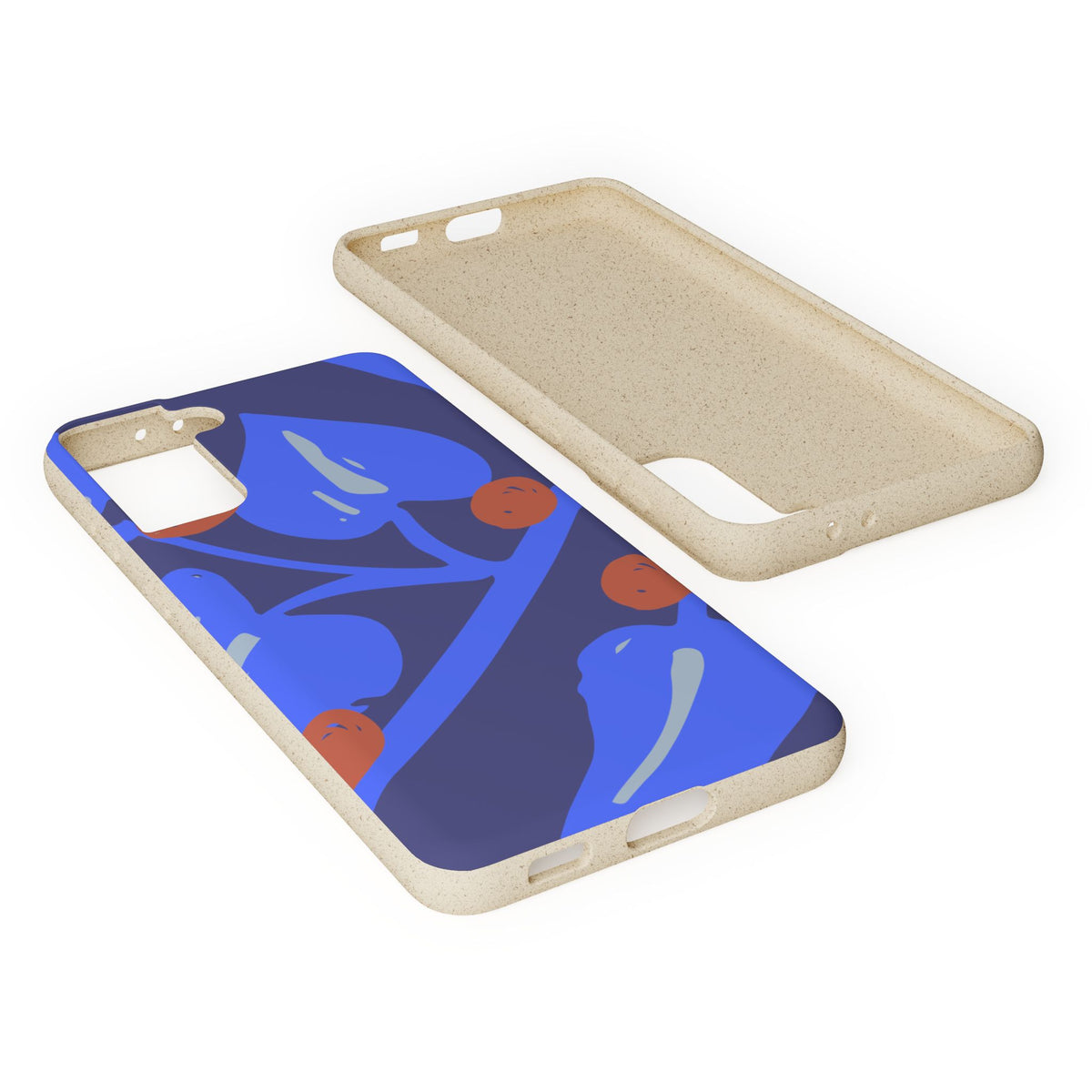 Biodegradable Phone Case — Bold Blue Abstract Floral Berry Design