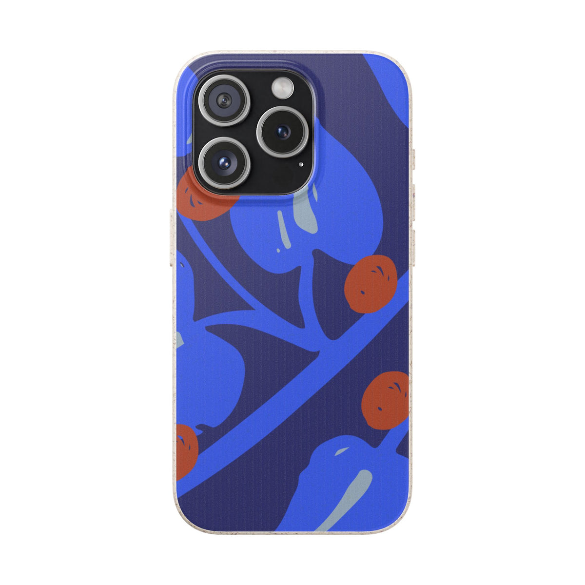 Biodegradable Phone Case — Bold Blue Abstract Floral Berry Design
