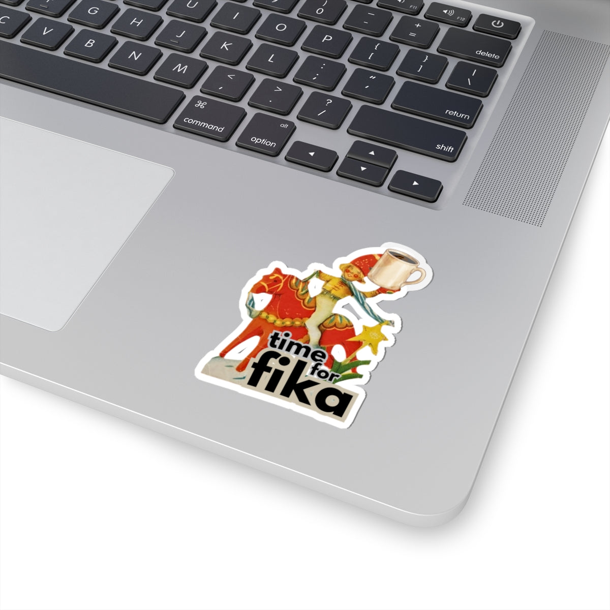 "Time for Fika" Vintage Dala Horse Coffee Sticker
