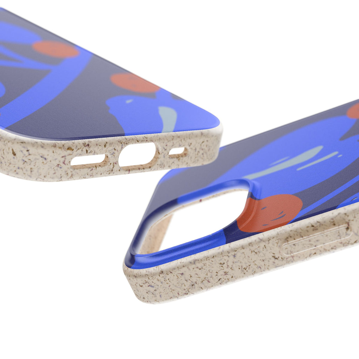 Biodegradable Phone Case — Bold Blue Abstract Floral Berry Design