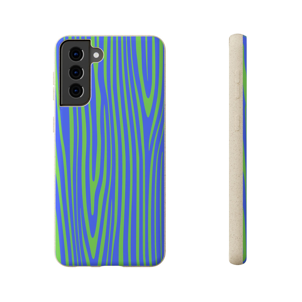 Eco Woodgrain Phone Case — Biodegradable Blue & Green Pattern