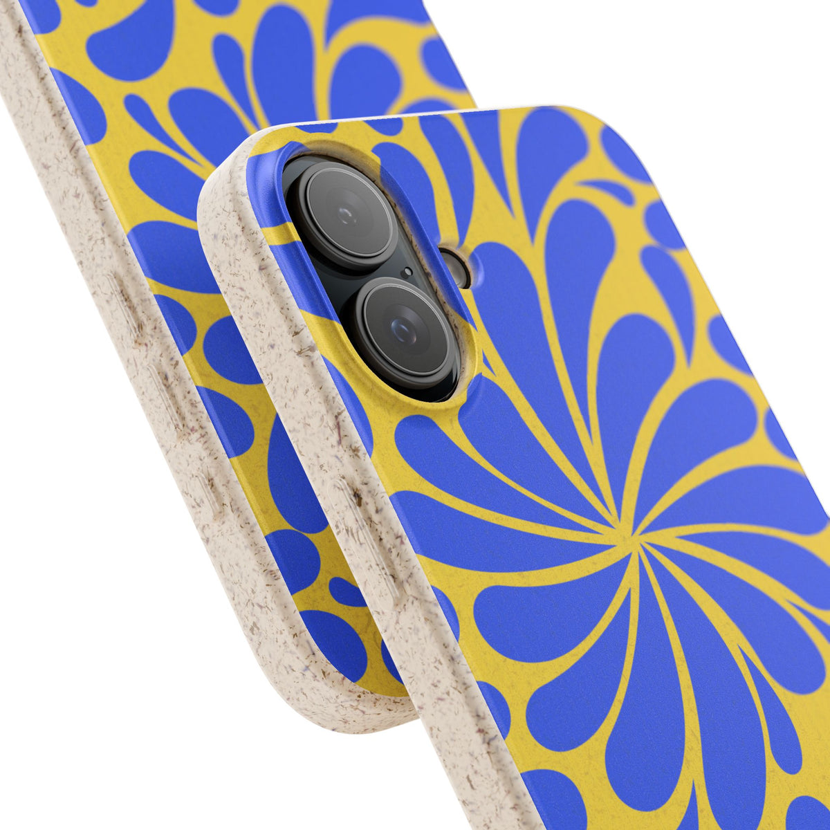 Biodegradable Phone Case — Blue & Yellow Retro Swirl Eco Phone Cover