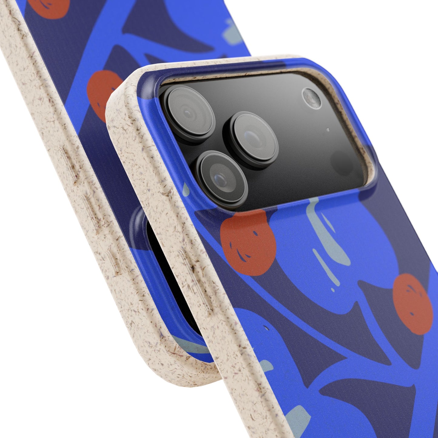 Biodegradable Phone Case — Bold Blue Abstract Floral Berry Design