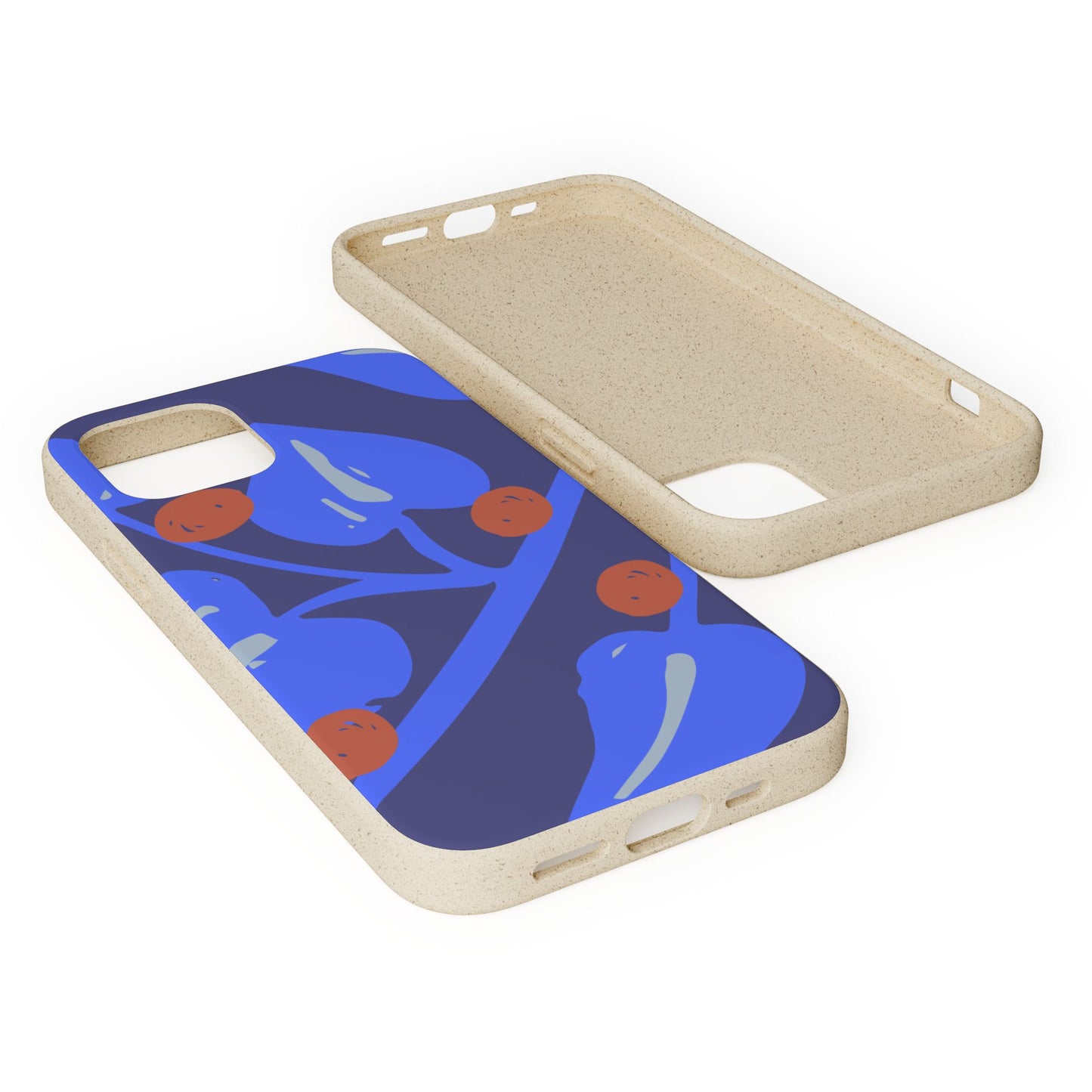 Biodegradable Phone Case — Bold Blue Abstract Floral Berry Design