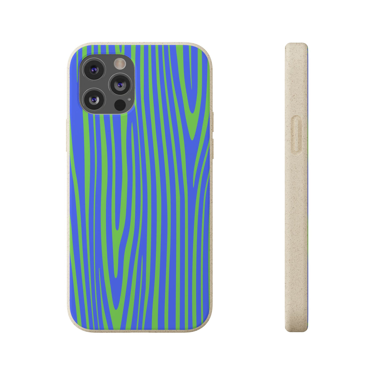 Eco Woodgrain Phone Case — Biodegradable Blue & Green Pattern