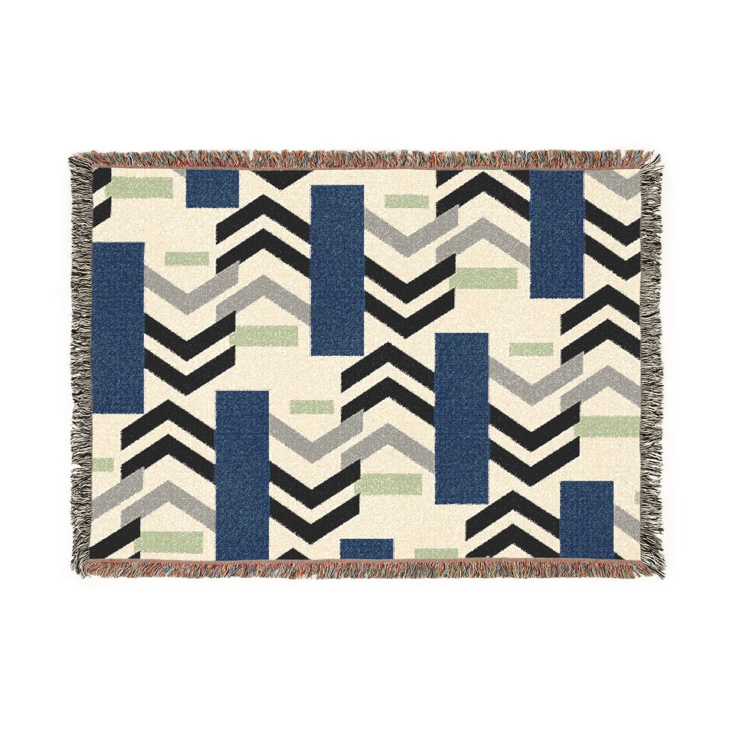 Geometric Birch Tree Woven Blanket — Boho Chevron Throw for Living Room & Camping