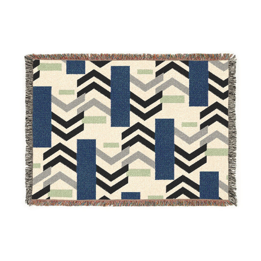 Geometric Birch Tree Woven Blanket — Boho Chevron Throw for Living Room & Camping