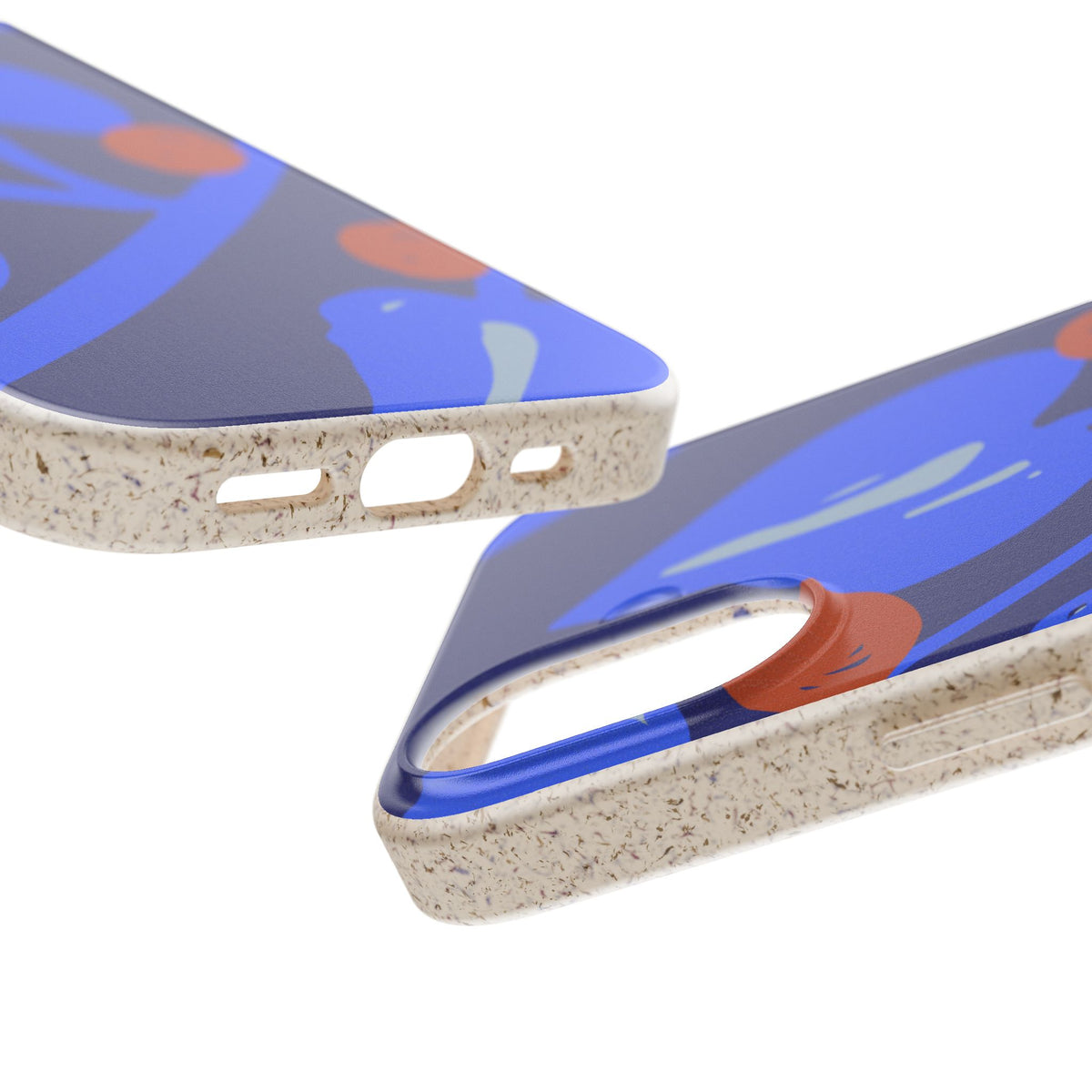 Biodegradable Phone Case — Bold Blue Abstract Floral Berry Design