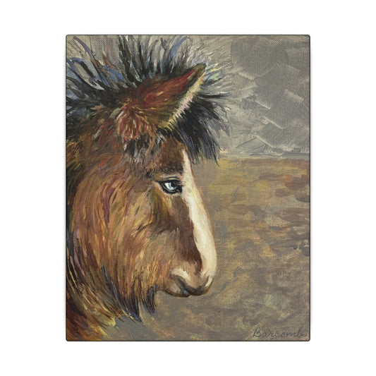 Rustic Icelandic Horse Portrait - Eco-Friendly Canvas