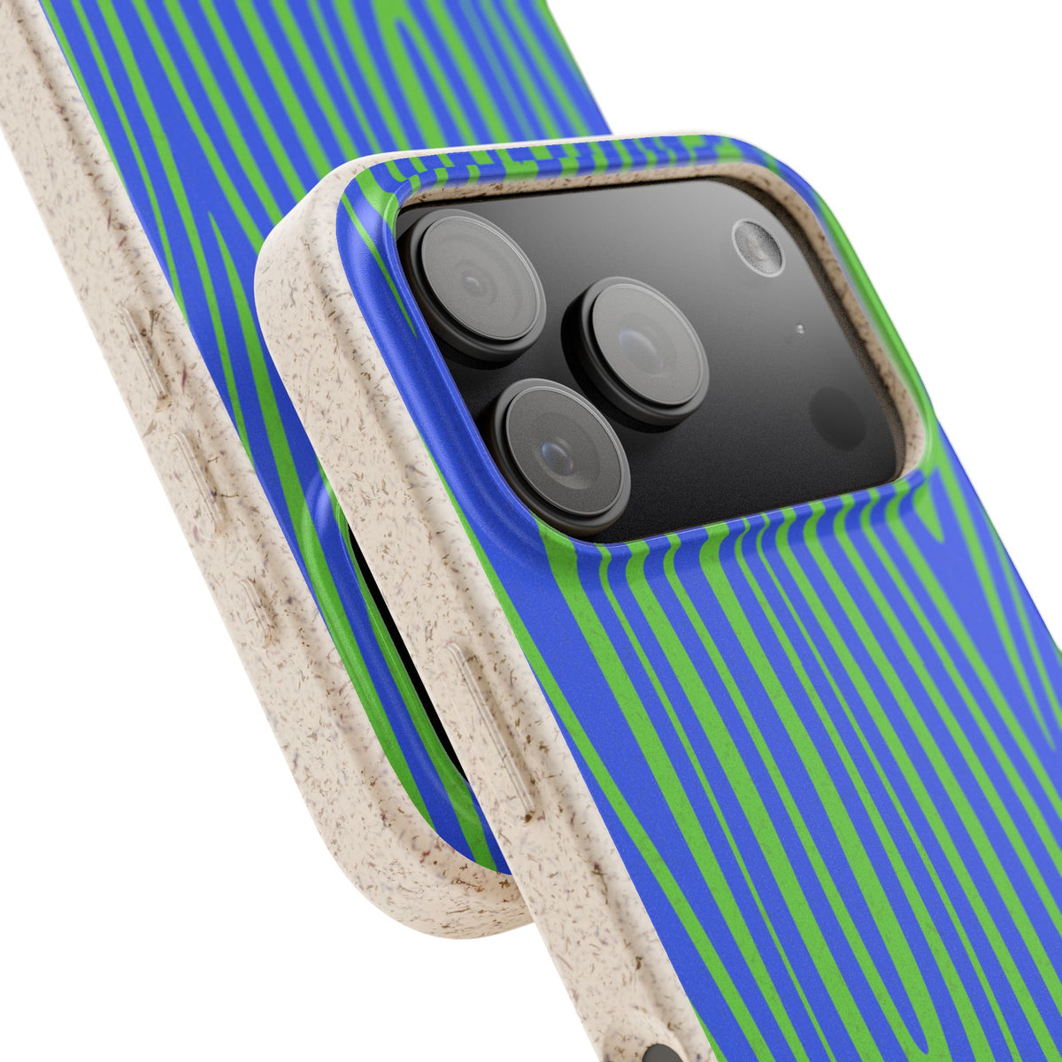 Eco Woodgrain Phone Case — Biodegradable Blue & Green Pattern