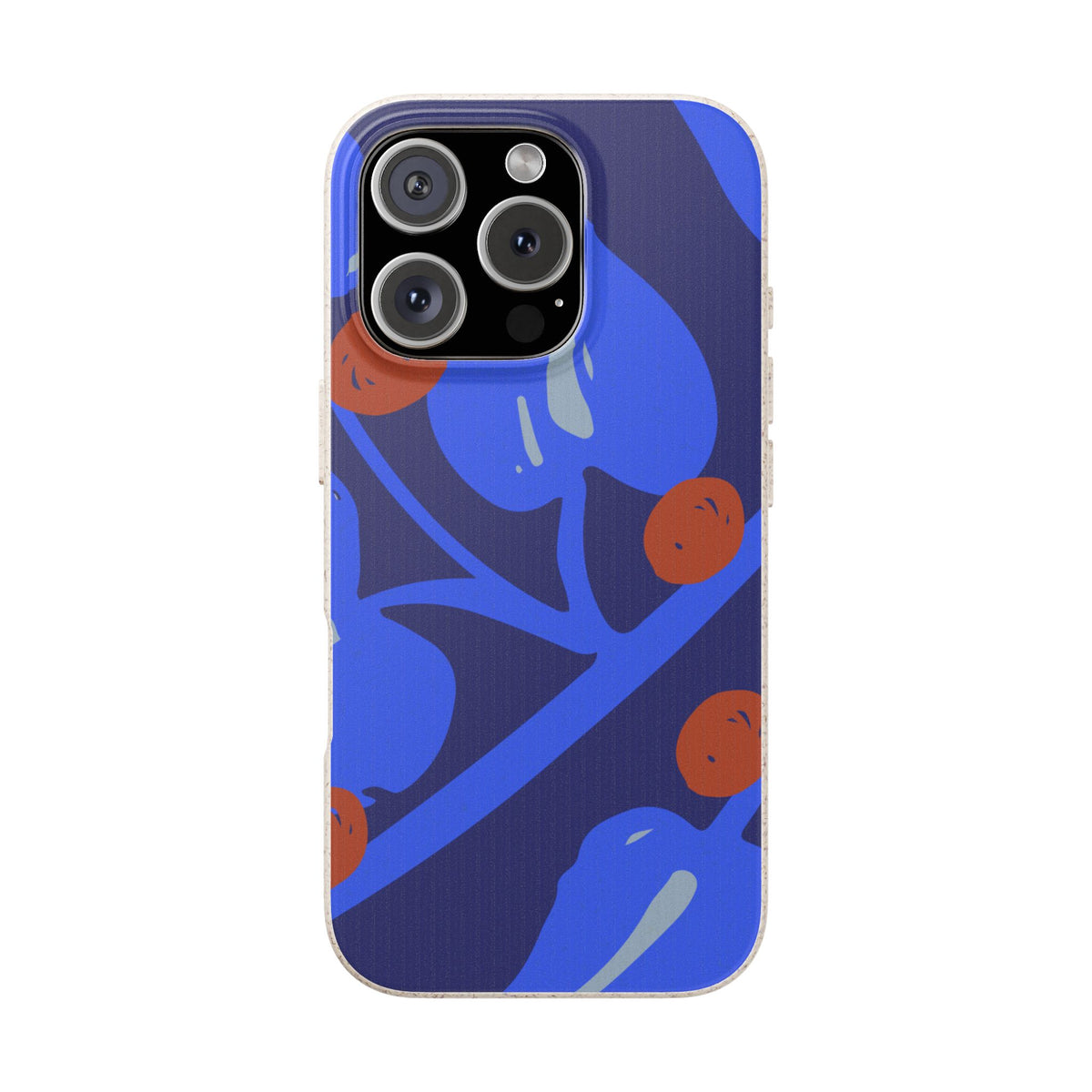 Biodegradable Phone Case — Bold Blue Abstract Floral Berry Design
