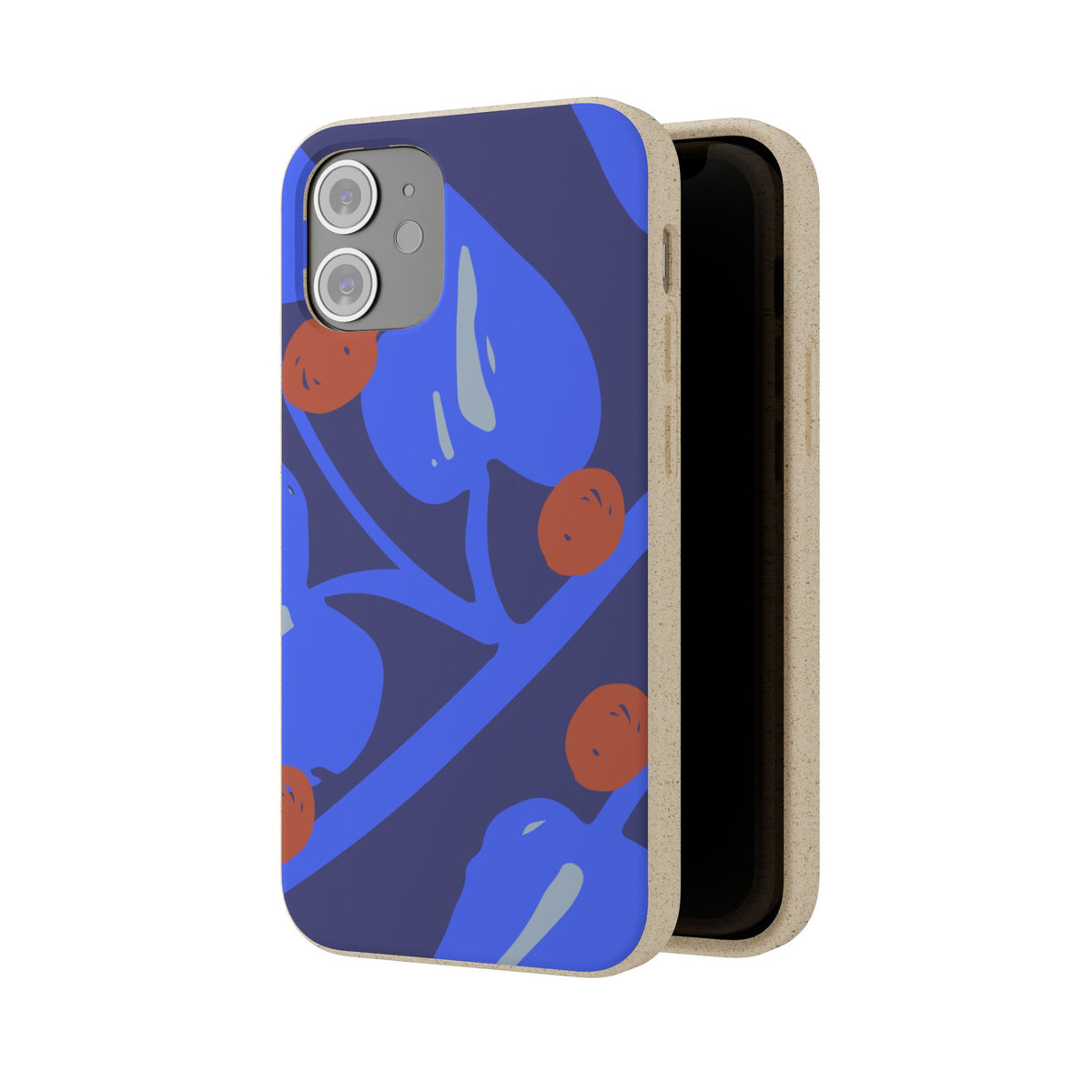 Biodegradable Phone Case — Bold Blue Abstract Floral Berry Design