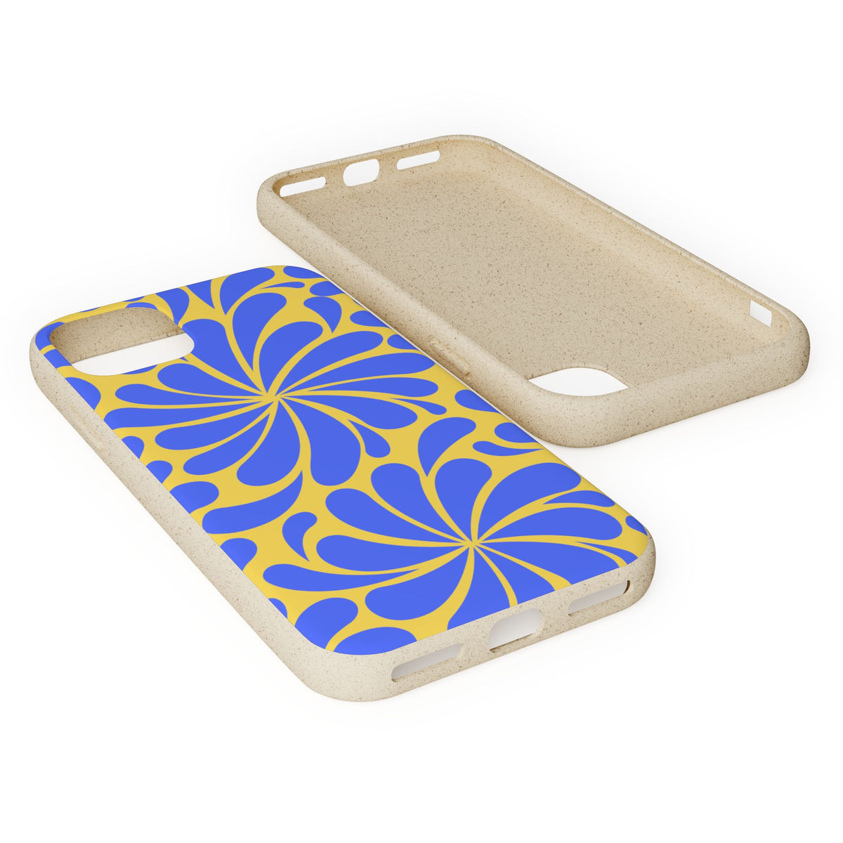 Biodegradable Phone Case — Blue & Yellow Retro Swirl Eco Phone Cover