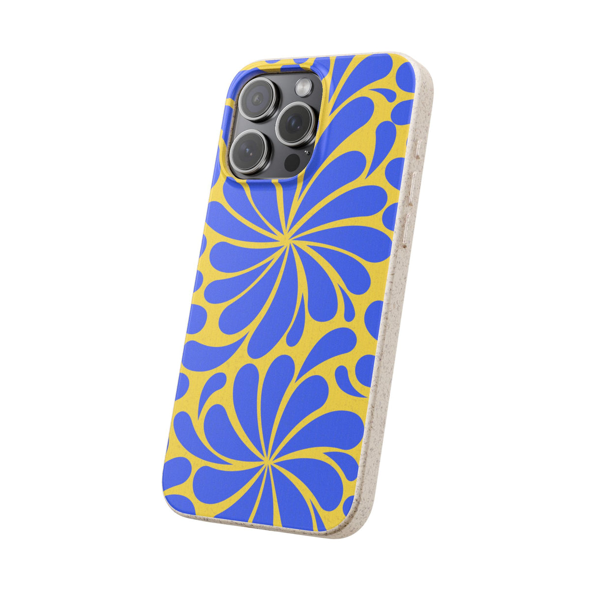 Biodegradable Phone Case — Blue & Yellow Retro Swirl Eco Phone Cover