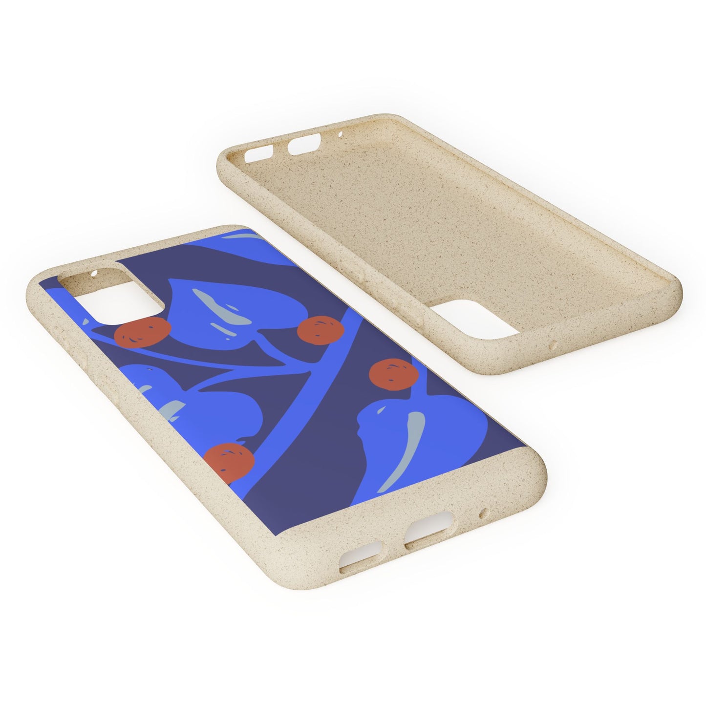Biodegradable Phone Case — Bold Blue Abstract Floral Berry Design
